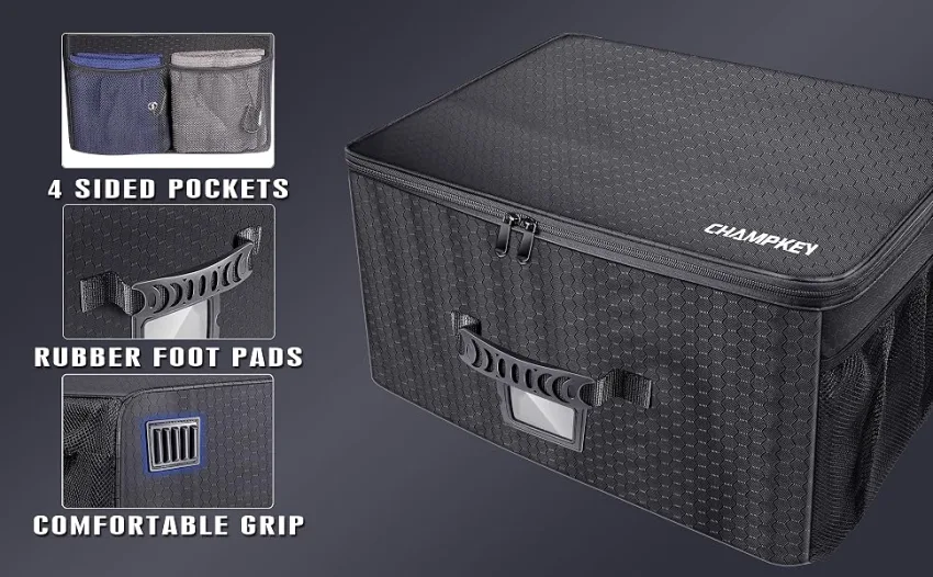 Champkey Golf Trunk Organizer Storage-Portable and Foldable Golf Travel Storage Locker Ideal for Travel Golf and Car Golf (Black) - 984466666