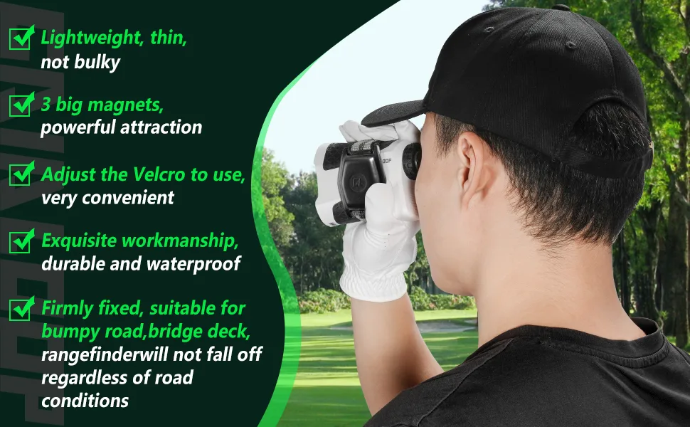 Gaialoop Golf Rangefinder Magnetic Holder Mount Strap, Universal Adjustable Magnetic Rangefinder Strap for Golf Cart, Golf Range Finder Holder Straps with 3 Pcs Strong Magnet Dark - Golf Rangefinder Magnetic Holder