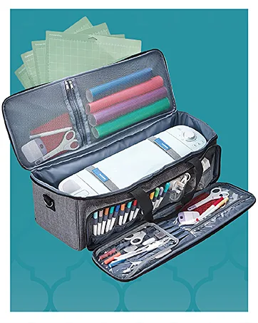 NICOGENA Knitting Bag, Portable Yarn Storage Tote for Yarn Skeins and Accessories Tangle Free with 4 Oversized Grommets, Gray Gray(Large capacity) - CRICUT