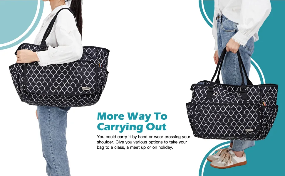 NICOGENA Knitting Bag, Portable Yarn Storage Tote for Yarn Skeins and Accessories Tangle Free with 4 Oversized Grommets, Gray Gray(Large capacity) - kittting bag