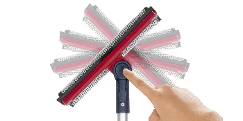 DSV Standard Professional Window Squeegee | 2-in-1 Window Cleaner Sponge and Soft Rubber Strip with Telescopic Extension Pole 127.5cm & 50 | Adjustable to Clean from Multiple Angles - squegie squeggie squiggies sweegee window cleaning pole system
