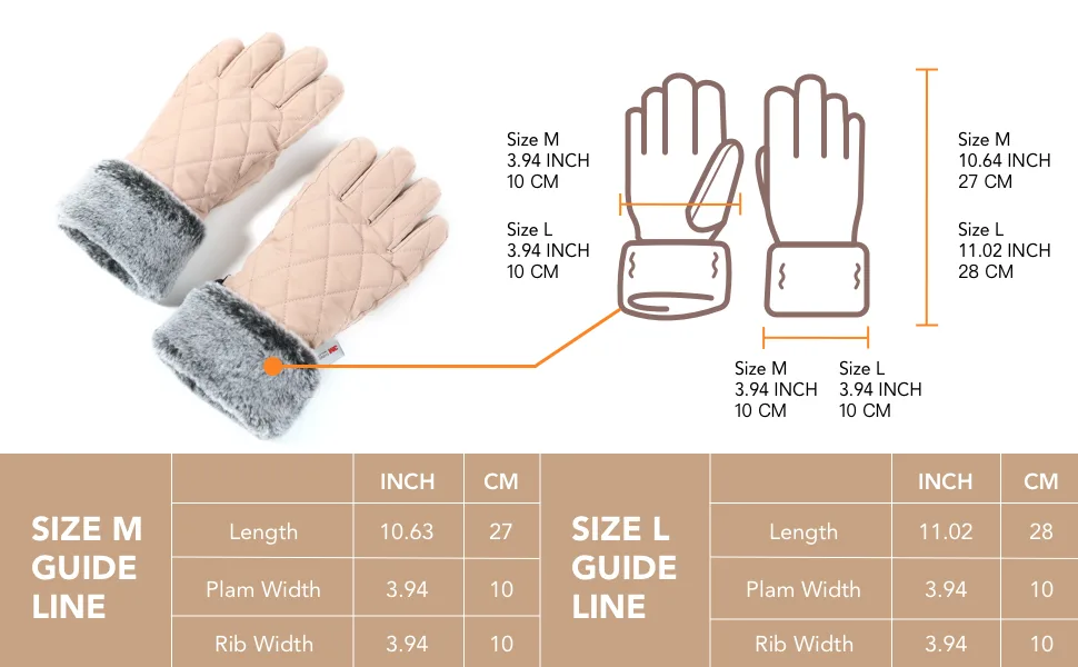 accsa Women Winter Ski Glove Waterproof 3M Thinsulate Warm Windproof Gray-White with Gray Fur Medium - product information 23
