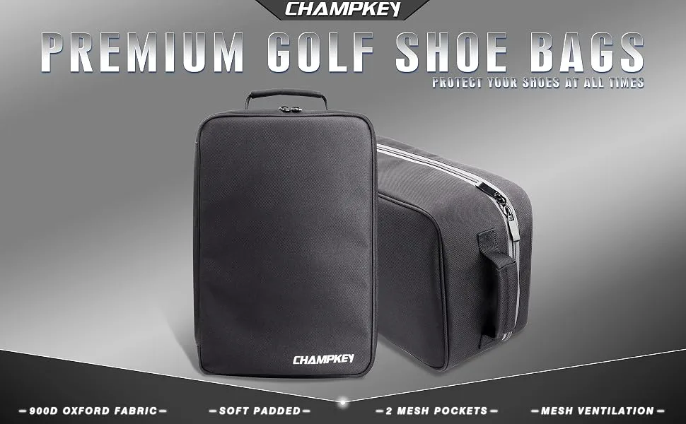 CHAMPKEY Premium Soft Padded Golf Shoe Bag | 300D Polyester Oxford Fabric with 210D Liner Sport Shoe Bag - product information 1