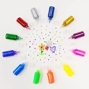 BAZIC Products 6 Color Glitter Glue Set 20 Milliliter Bottles - Classic Colors - Green, Gold, red, Silver, Blue, and Purple - glitter glue