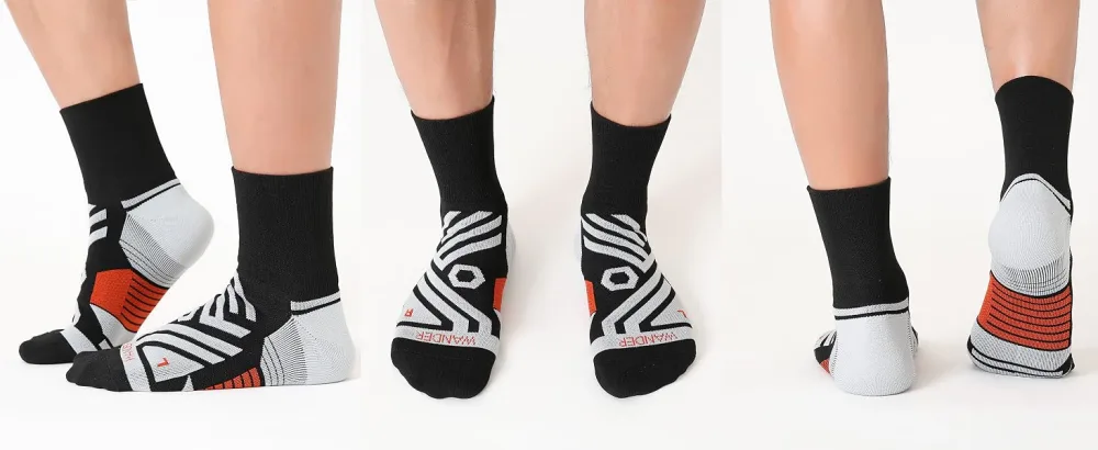 WANDER Athletic Ankle Socks for Men Wicking Performance Running Socks with Cushion 3 Pairs Black 9-11 - mens ankle socks