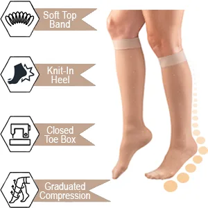 Truform Sheer Compression Stockings, 15-20 mmHg, Women's Knee High Length, Diamond Pattern, Nude,Medium (1 Pair) Nude Diamond Pattern Medium (1 Pair) Diamond Pattern - product information 4