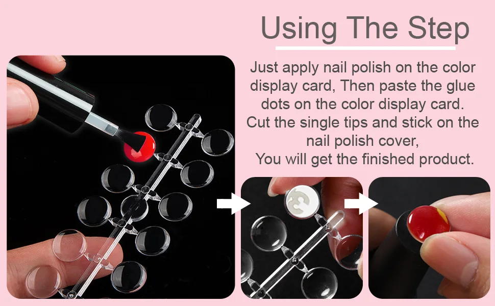 240 Pieces Round False Nail Display Tips, Clear Nail Art Display Chart Nail Polish Display Tips, Nail Swatch Training Practicing Sticks with Adhesive Sticker - 120/240 Nail Polish Color Display Tips 3