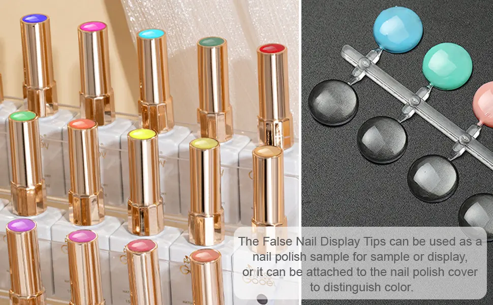 240 Pieces Round False Nail Display Tips, Clear Nail Art Display Chart Nail Polish Display Tips, Nail Swatch Training Practicing Sticks with Adhesive Sticker - 120/240 Nail Polish Color Display Tips 2