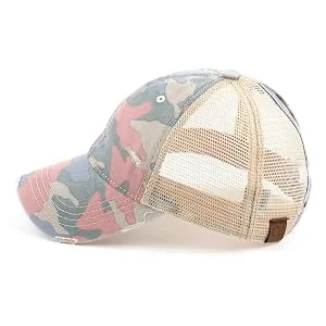 C.C Washed Distressed Cotton Denim Ponytail Hat Adjustable Baseball Cap (BT-12)(BT-13)(BT-14)(BT-15)(BT-18)(BT-780)(BT-791) Black - side