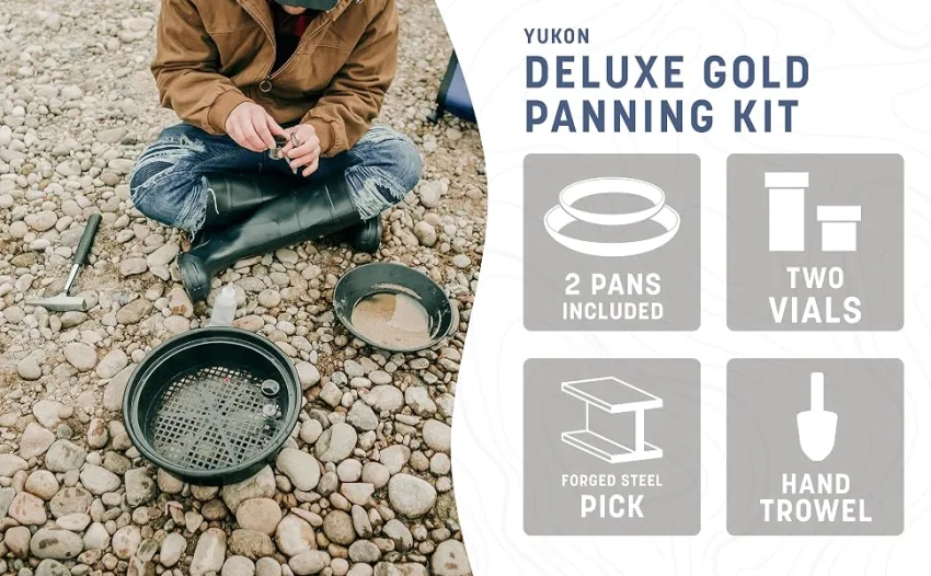 Stansport Mining Kit Deluxe + Pick - gold, panning, fever, vials, tweezers, magnifier, trowel, classifier, snuffer bottle, axe, pic