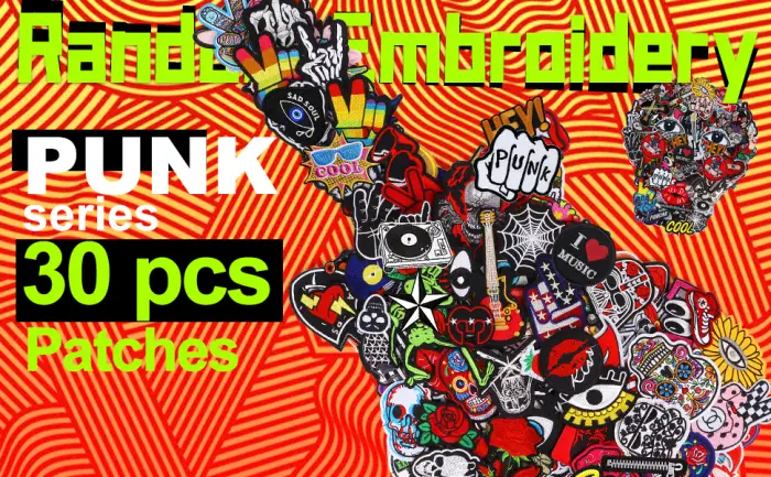 Meneng Embroidered Patches Iron-on Appliques: 30pcs Assorted Cool Punk Embroidery Sew-on Patch for Jackets Clothing A-Cool Punk Style - Cool Punk Patches