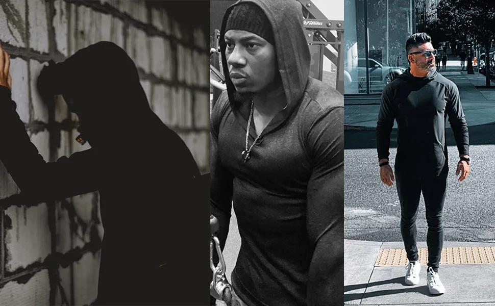 SIR7 Men's Gym Workout Active Long Sleeve Pullover Lightweight Hoodie Casual Hooded Sweatshirts Large Deep Blue - product information 2