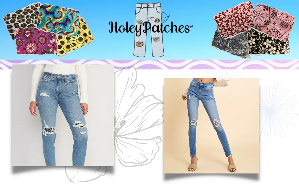 Dark Blue Denim Stretch Jean Patches Super Strong Iron On- by Holey Patches (Assorted Sizes) (2-5" x 5") Dark Blue 2-5" x 5" - HoleyPatches
