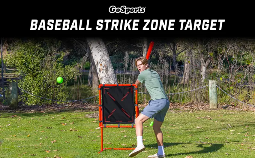 GoSports Baseball Strike Zone Target for Plastic Balls - Compatible with Wiffle Ball and Blitzball Large 30" x 28" - BASEBALL STRIKE ZONE TARGET