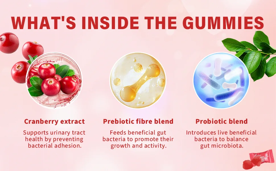 Not Specified Womens Probiotic Gummies Premium Female PH Balance Gummy 5 Billion CFUs Cranberry Flavor Sugar Free Vegan 60 Count - aplus content afbeelding