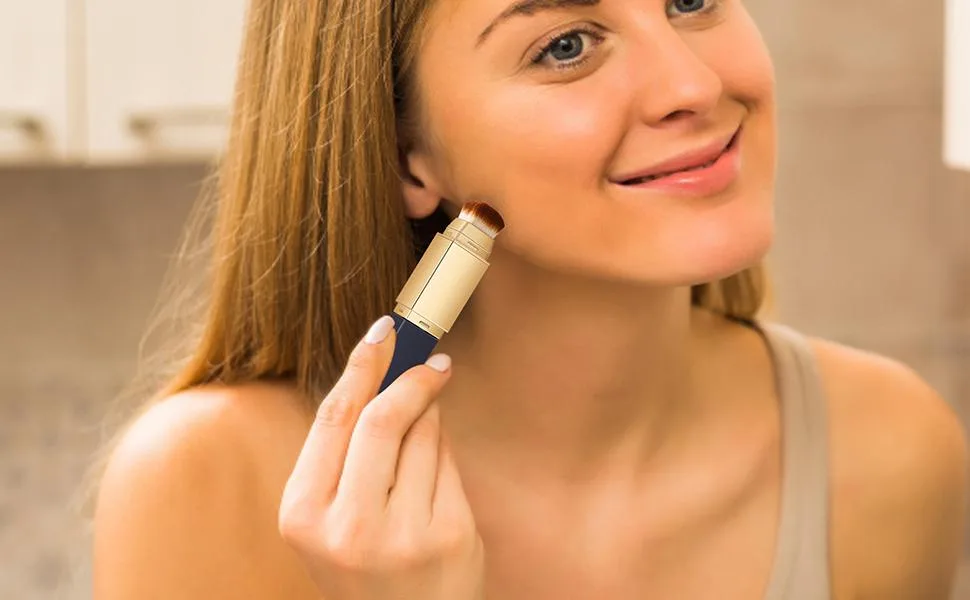 Color Changing Foundation Makeup Double Head Concealer Foundation with Brush Brightening Waterproof Foundation Makeup for Dark Circles Impurities Natural Look Teksome - Stokstichting, 2 in 1 de Stichting van de Crèmestok Kleur die met Borstel veranderen, Waterdicht