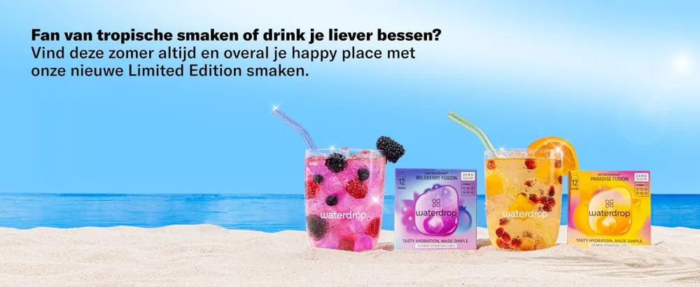 Waterdrop Microdrink waterdrop FUSION Collection with 2 fruity flavors Mango and berries 48 Microdrink hydration cubes Soft drink without sugar Flavored water with vitamins C & B Fusion Mix - aplus content image