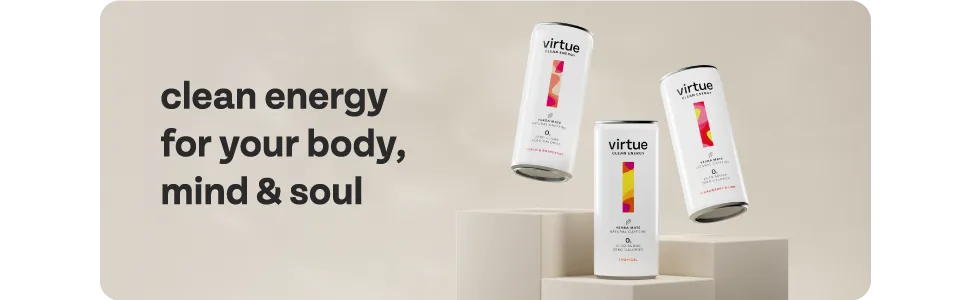 Refresh Brands Ltd Virtue Clean Energy Yerba Mate Natural Energy Drink No Sugar No Calories 12x250 ml Strawberry & Lime - Virtue Clean Energy Drink - zero sugar, zero calories, yerba mate