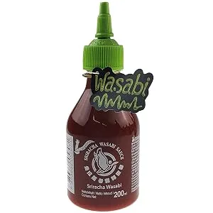 Flying Goose 5piece set Sriracha chili sauce different types 5 x 200 ml + esnado dragon pendant - Wasabi