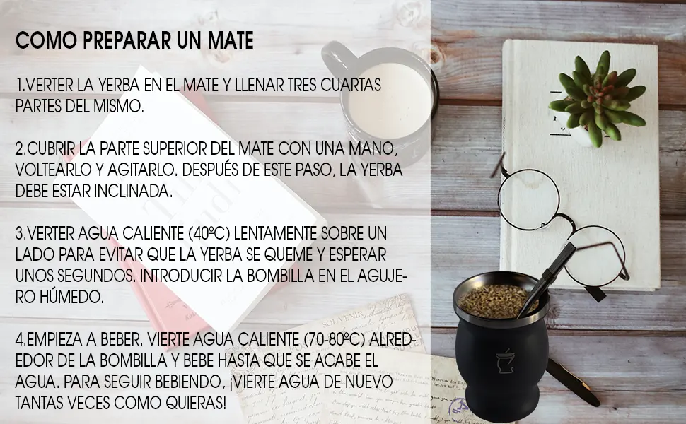 BARGRIN Mate Argentinian Set Complete With Light Bulb and Cleaner Yerba Mat - Hoe een mat voor te bereiden.