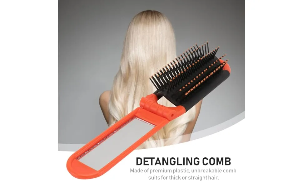 Mikinona 5Pcs Foldable Comb with Mirror Antistatic Comb for High Temperature for Outdoor Travel White Blue Orange Green Purple - product information 6