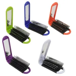 Mikinona 5Pcs Foldable Comb with Mirror Antistatic Comb for High Temperature for Outdoor Travel White Blue Orange Green Purple - product information 7