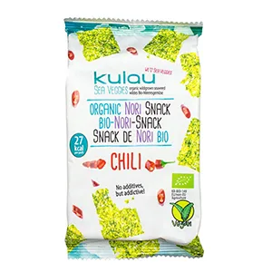 Kulau Bio Nori Snack Chili sharp snack from roasted nori leaves Asian nack delicate crispy and spicy 8 x 4 g - Product