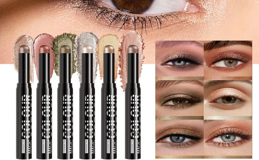 Eyeshadow Stick 6 Pieces Eye Highlighter Stick Face Makeup for Daily Use Travel Parties School Activities Outdoor Activities Weekend - Oogschaduw Stick