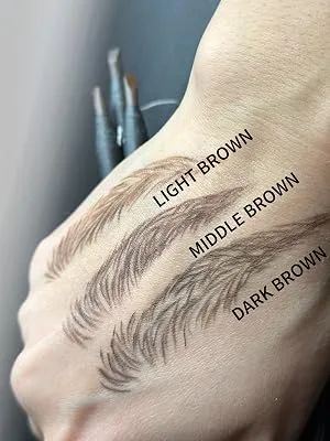 Permanent Ink Ink Permanent Eyebrow Pen Mapping Set for Mapping Microblading Permanent Makeup with Pencil Sharpener Shaper and 10 Eyebrow Rulers Dark Brown - Brown Brows