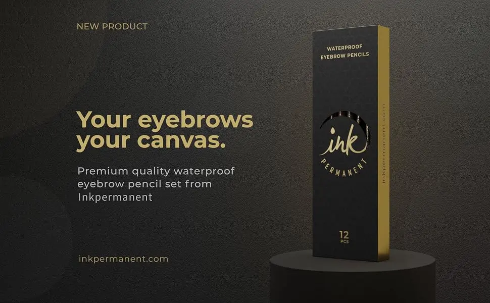Permanent Ink Ink Permanent Eyebrow Pen Mapping Set for Mapping Microblading Permanent Makeup with Pencil Sharpener Shaper and 10 Eyebrow Rulers Dark Brown - Pencil