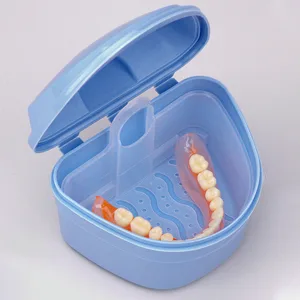 YKelin Denture Cleaning Set denture cleaning case with denture brush pink - gebit geval