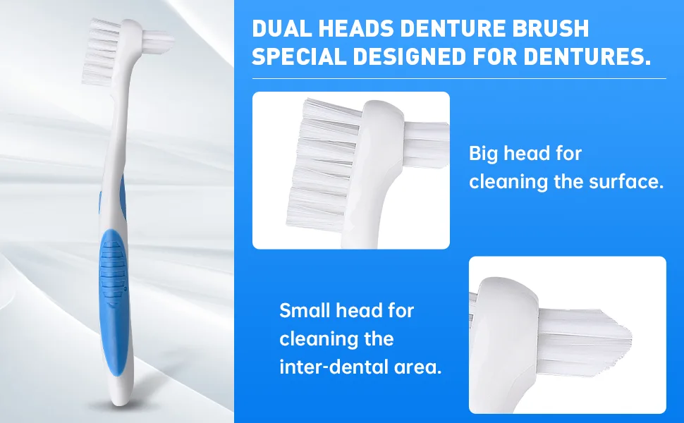YKelin Denture Cleaning Set denture cleaning case with denture brush pink - prothese reinigingsborstel