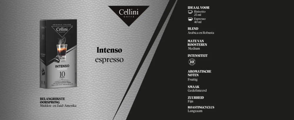 Cellini coffee capsules compatible with Nespresso* 100 pieces Coffee with sweet and fruity notes Nespresso* compatible capsules Cremoso - Intenso
