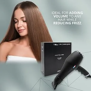Corioliss Professional Ionic FLOW Power hairdryer Black Chrome 2200 W 3 temperature settings and 2 speed settings - Professionele haardroger met snelheidsregeling 2000W ionisch voor vrouwen