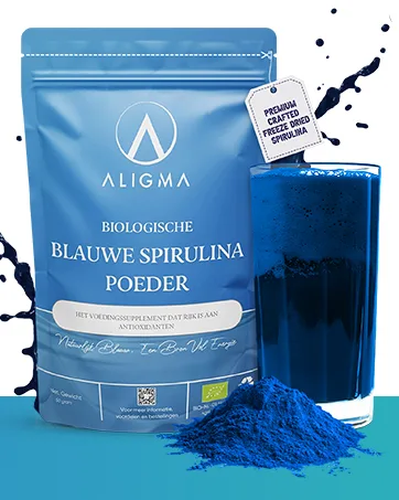 Aligma Organic Chlorella Tablets 500x500 mg for Immune System Booster Super Greens Tablets Natural Source of Vegan Protein Minerals & Vitamins Resealable Packaging - Blue Spirulina powder
