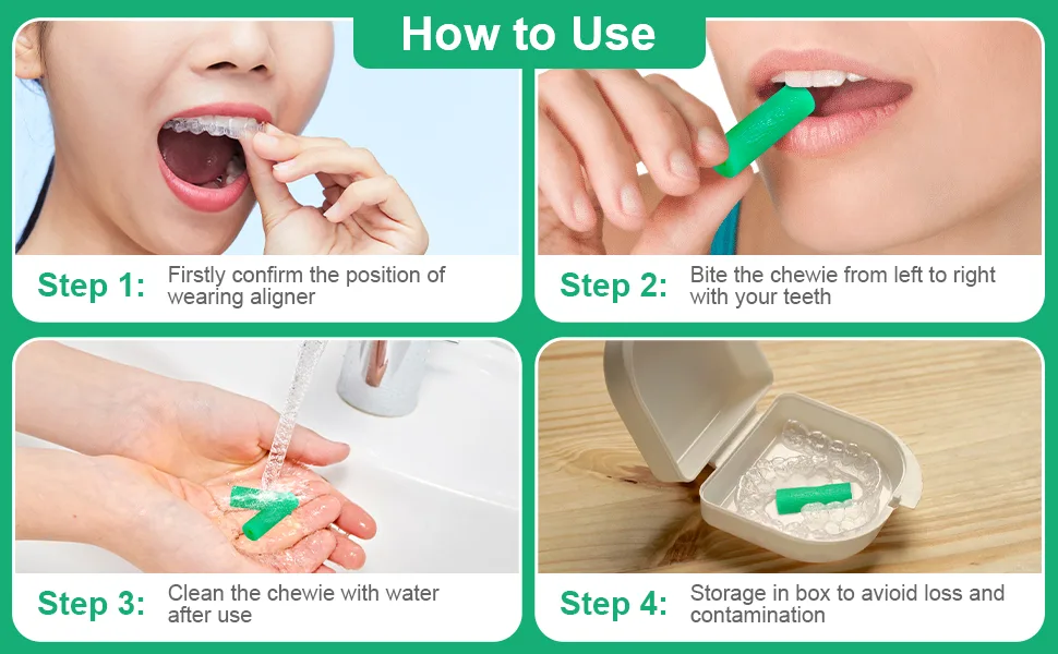 OFFCUP Aligner Chewies 6 pieces seater aligner Chewies tablets alignment pockets seater chewies in 1 colors green 6 Pieces Green - aplus content image