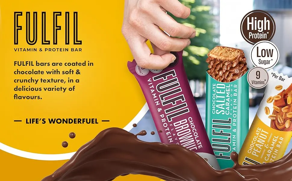 Fulfil Vitamin & Protein Bar 15X55G Dark Choc Salted Caramel - aplus content afbeelding