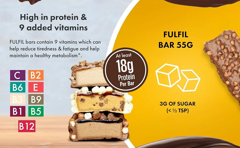 Fulfil Vitamin & Protein Bar 15X55G Dark Choc Salted Caramel - aplus content afbeelding