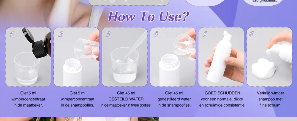LZM Eyelash Extension Shampoo Concentrate Cleaning Concentrate for Eyelash Extensions with Brush Foam Bottle Soap Baking Solution for Eyelashes and Face 100 ml - wimperreiniger