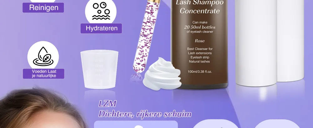 LZM Eyelash Extension Shampoo Concentrate Cleaning Concentrate for Eyelash Extensions with Brush Foam Bottle Soap Baking Solution for Eyelashes and Face 100 ml - wimperverlengingsshampoo concentraat