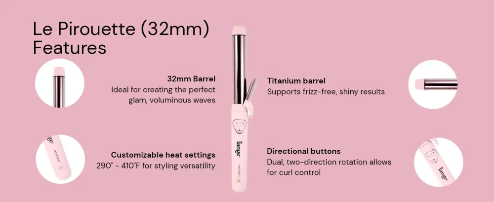 L'ANGE HAIR Le Pirouette 25MM Titanium Rotating Curling Iron Self-Rotating Curler - 1 Inch - Pink - Module 2A