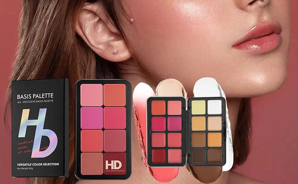 Eyeshadow Palette 16Color Cream Blush and Eyeshadow Makeup Palette Long Lasting Cosmetics for Birthday Holiday Work Wedding Party Home Use - Blush Palette