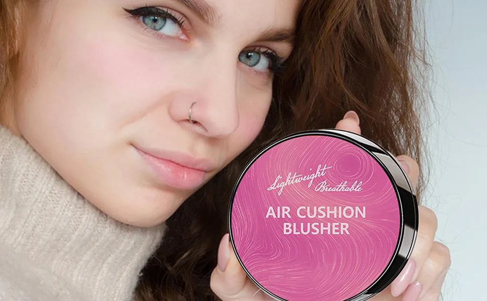 Blush MakeUp Natural Blush With Mirror & Mushroom Applicator Natural Shine with Mushroom Applicator and Silky Cheek Tint for Beginners - Blush Make-Up