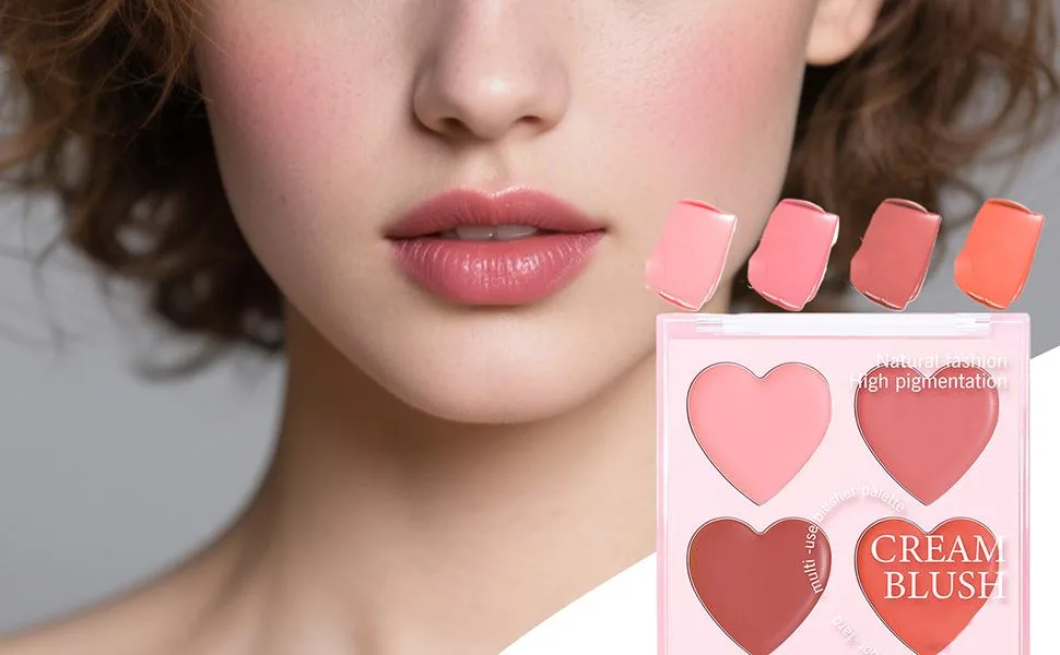 Blush For The Cheeks Face Matte Contour Blush Makeup PaletteSmudge Resistant Makeup Cosmetics for Daily Use Travel Wedding and Events - Crème Blush Palette