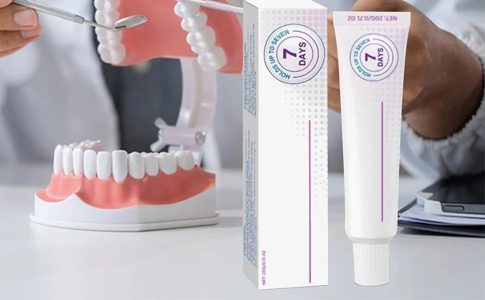 Denture Glue Denture Fixative 20 Grams Recovery Strengthening Stabilizer Kit Daily for Women Men Full Partial Denture Wearers - Kunstgebitlijm
