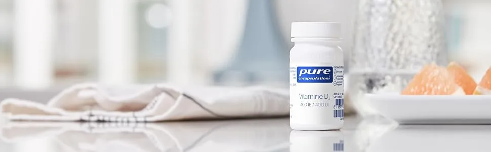 Pure Encapsulations Vitamin D3 400 IU Essential for Bone Metabolism the Immune System Calcium Metabolism and Muscle Function 60 Capsules - VD6BE-3