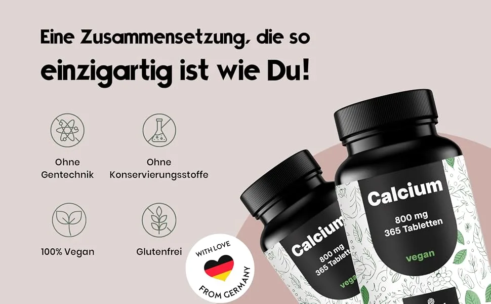 Supplement Hub Calcium 800 mg 365 tablets vegan and made in Germany Unflavored - calcium tabletten