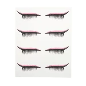 HAPINARY 4 Pairs SelfAdhesive Temporary False Eyelashes For Women Eyeliner Decal Night Carnival Cosplay Halloween Birthdays 4x15cm Pink - product information 1