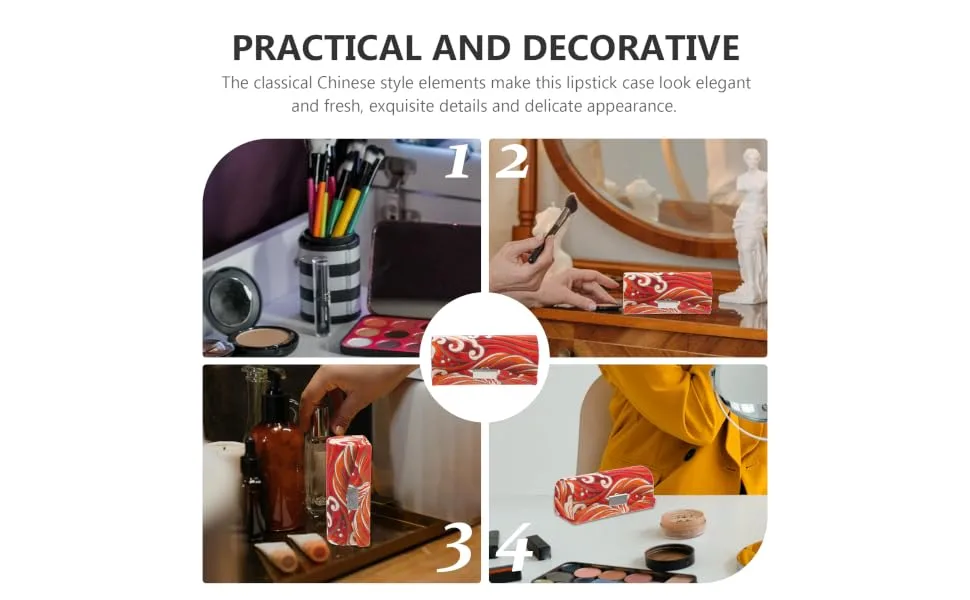 CIMAXIC Chinese Lipstick Holder Vintage Makeup Bag For Travel 91x35cm red - product information 2