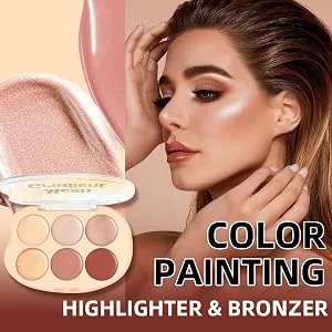 Ceprznvey Highlighter Palette 6 Colors Face Bronzers And Highlighter Palette Waterproof Cream Texture Blendable Long Lasting Makeup - Langdurige waterdichtheid